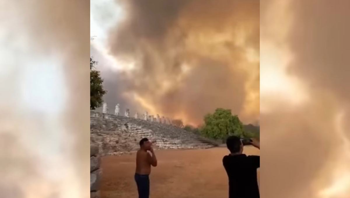 Se 'incendia' la zona arqueológica de Aké, en Tixkokob; columna de humo se va a kilómetros