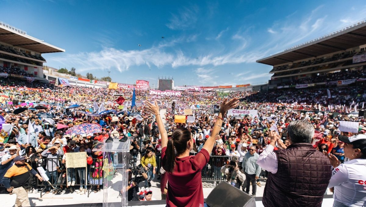 En el estadio Morelos de Morelia, Michoacán, Claudia Sheinbaum, aseguró que una de sus apuestas es por el desarrollo de los jóvenes de México