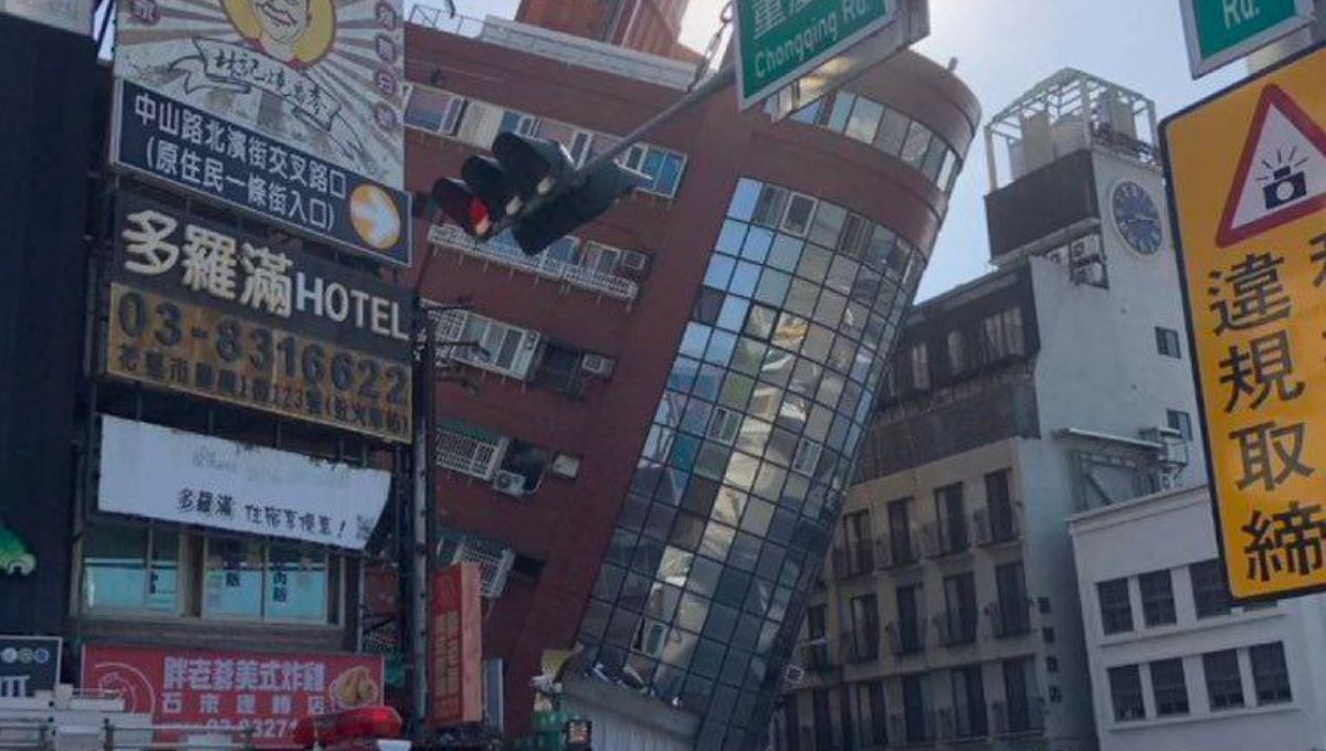 Así luce un edificio tras el terremoto en Taiwán