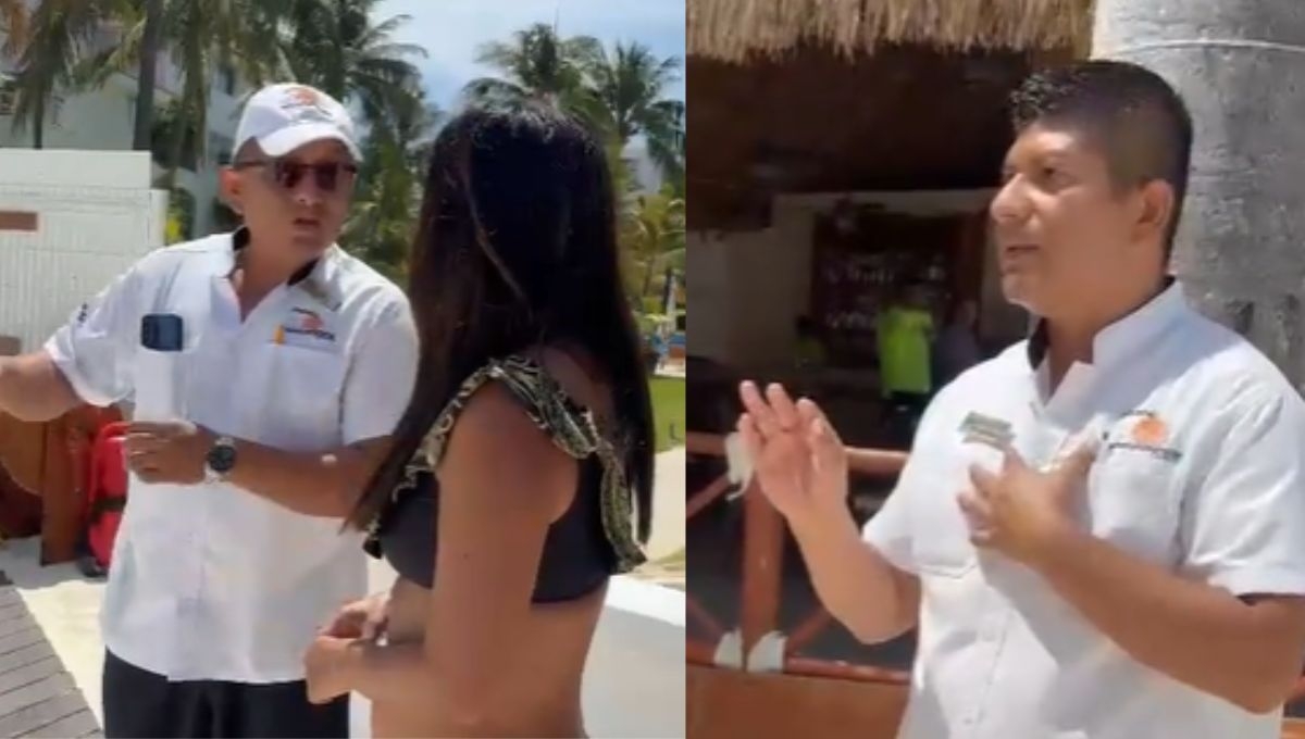 Turistas discuten con seguridad de un hotel por retirar a extranjero de playas en Cancún: VIDEO