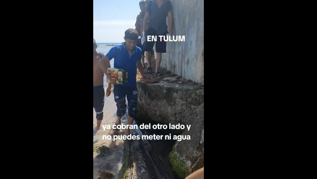 Hotel de Tulum 'se come' la playa pública; bañistas tienen que hacer malabares para disfrutarla: VIDEO