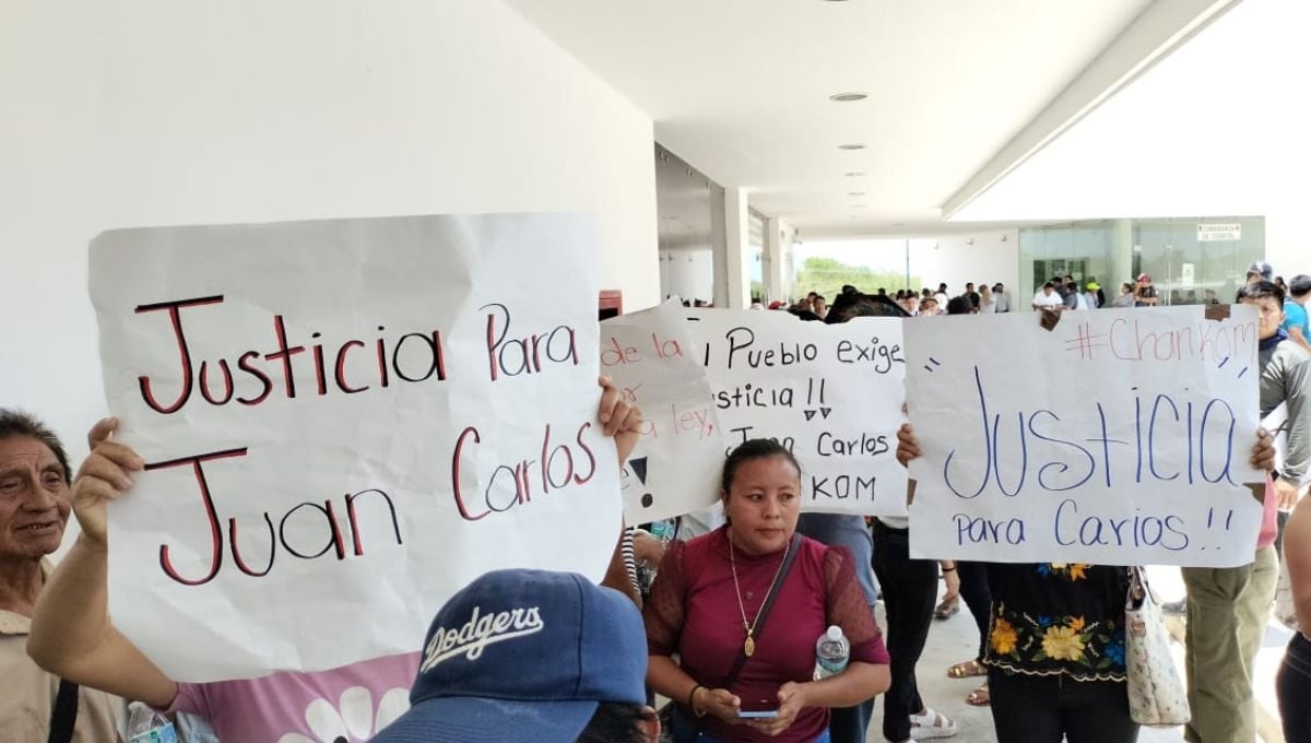 Manifestantes de Chankom piden esclarecer la muerte de Juan Carlos Balam, luego de ataque a Morena