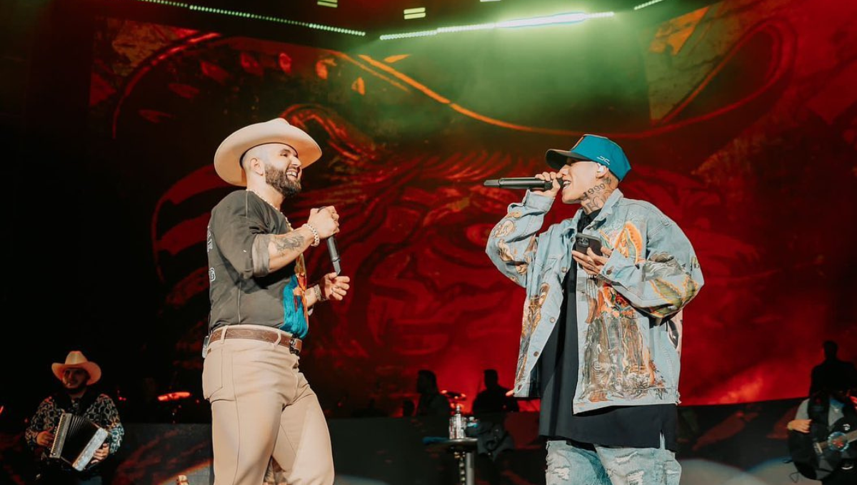 Carín León y Santa Fe Klan sorprenden con palomazo en concierto en la